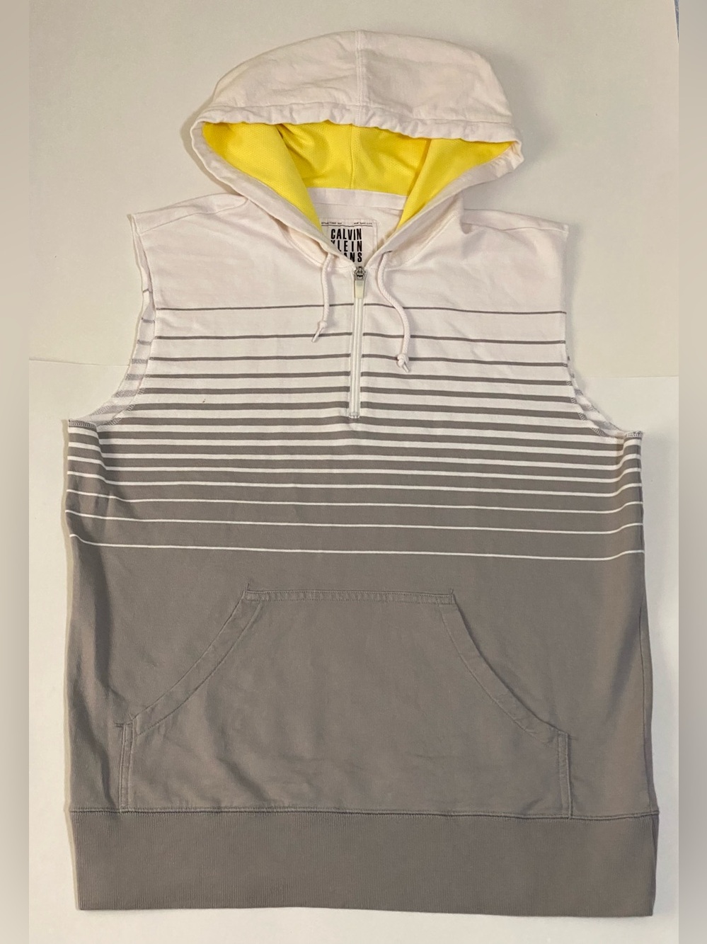 Calvin Klein Sleeveless Hooded Pullover - White, Gray, Yellow Size M